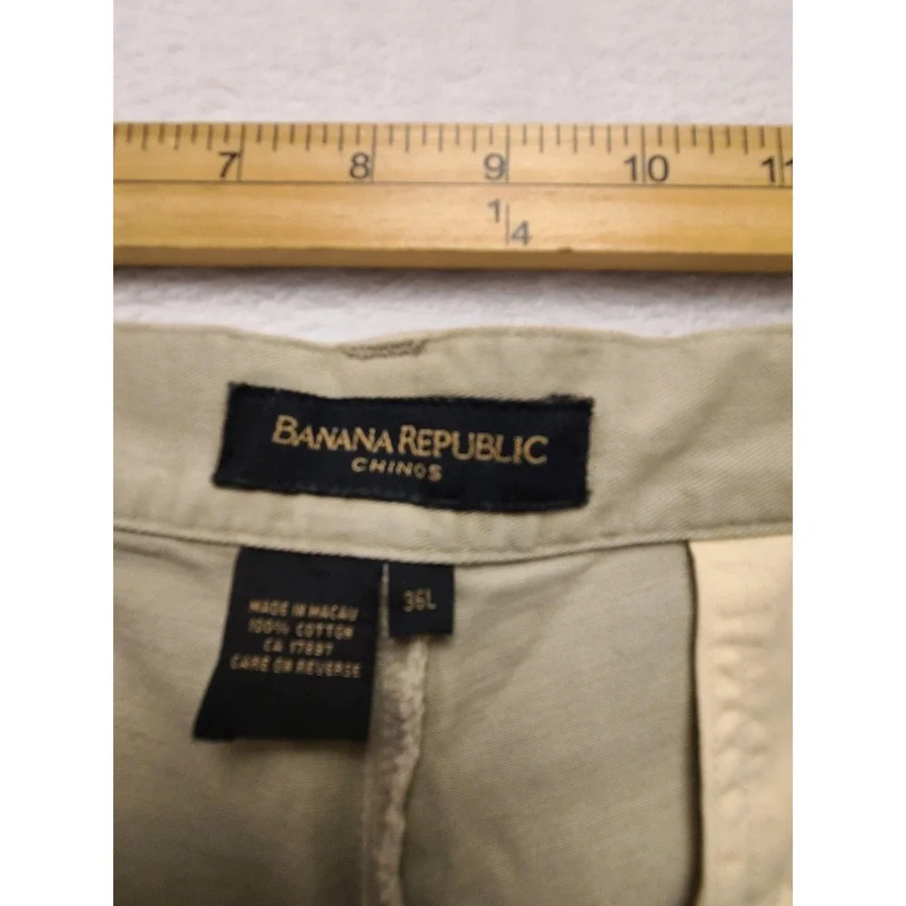 Banana Republic Chinos Men's 36x31 Khaki Tan 100% Cotton Flat Front Casual Pants